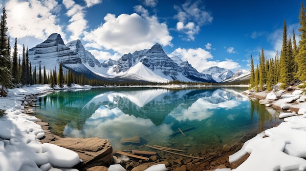 Panoramiczny widok na pasmo górskie Parku Narodowego Banff