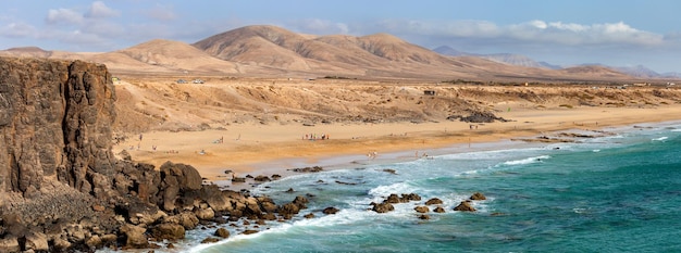 Panoramiczny widok na plaże El Cotillo, na północ od Fuerteventury