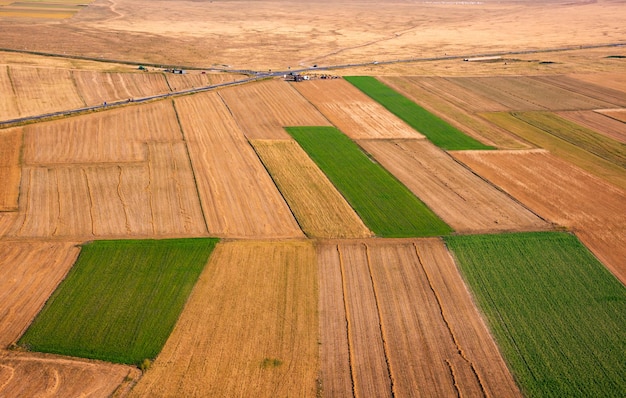 Panoramiczny widok na rolnictwo i pola uprawne