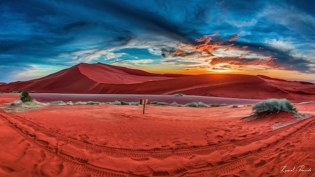 Zdjęcie panoramiczny widok pustyni namib w namibii