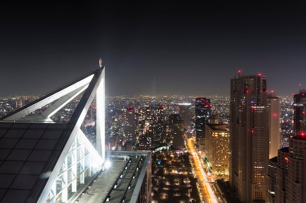 Panoramiczny widok sceny nocnej w Tokio