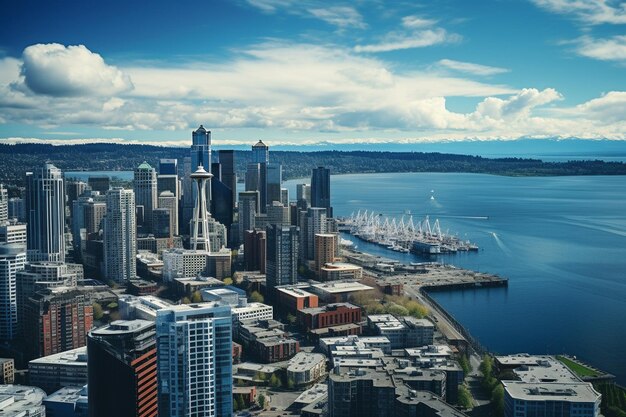 Zdjęcie panoramiczny widok seattle z igły kosmicznej