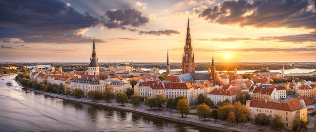 Zdjęcie panoramiczny widok starego miasta