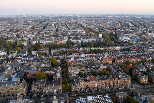 Panoramiczny widok z lotu ptaka Amsterdam, holandie. Widok na zabytkową część Amsterdamu