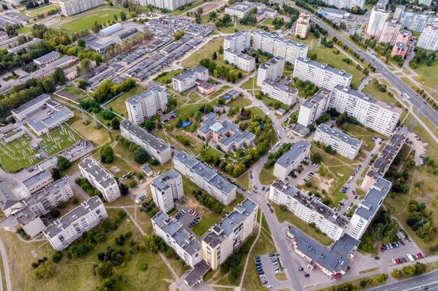 Panoramiczny Widok Z Lotu Ptaka Dzielnicy Mieszkalnej Wieżowców