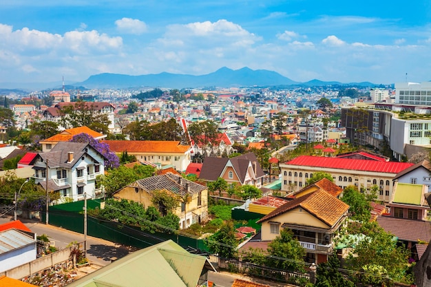 Panoramiczny widok z lotu ptaka miasta Dalat