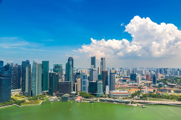 Panoramiczny Widok Z Lotu Ptaka Na Singapur