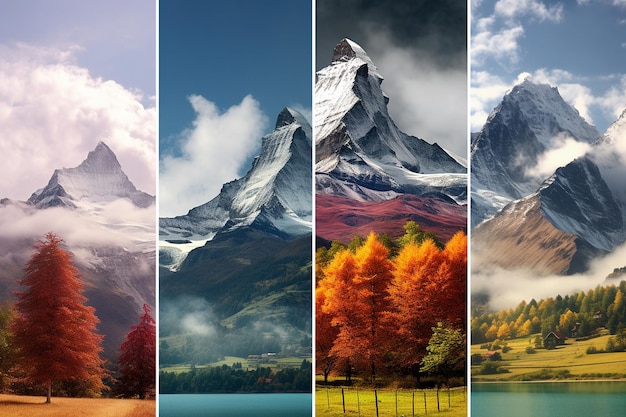 Panoramy górskie wykonane w różnych porach roku do porównania