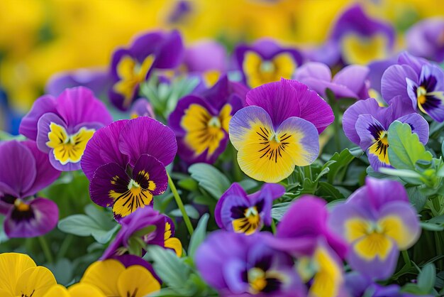 Pansies w łożu kwiatowym