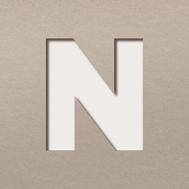 Papier 3d litery n png dużymi literami typografia