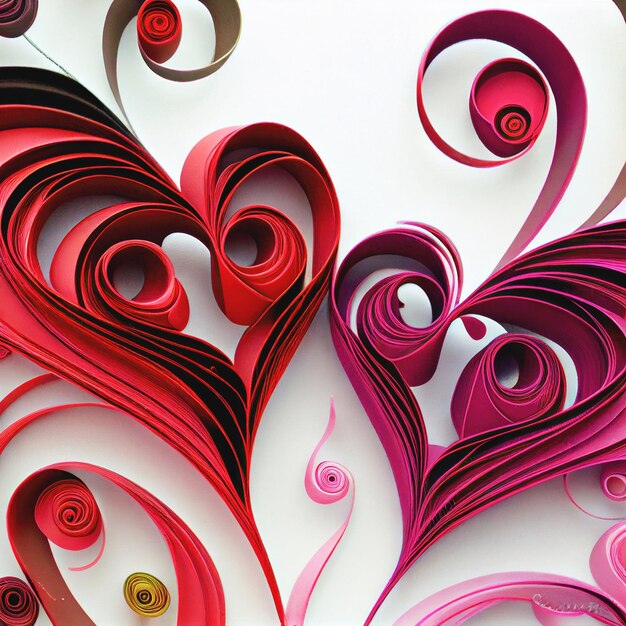 papier do zwijania serca jako kartkę z życzeniami wykonaną za pomocą Generative AI Walentynki, koncepcja karty Dzień Matki