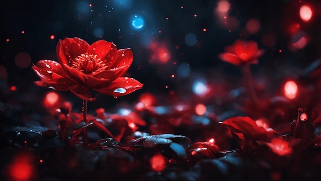 Papier ścienny z czerwonym kwiatem róży