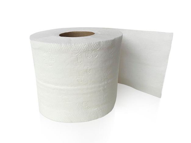 Papier toaletowy rolka papieru toaletowego na białym tle