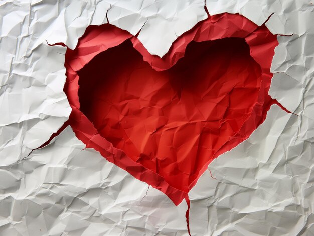 Papier w kształcie serca rozerwany na tle z teksturą