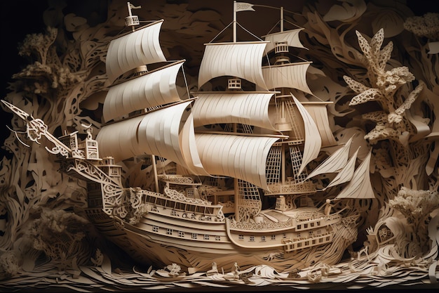 Papierowa sztuka fantastycznego papierowego statku