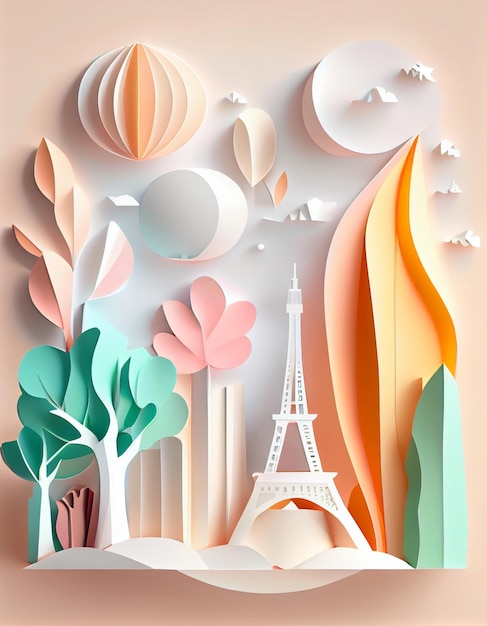 Papierowa sztuka krajobrazu Paryża