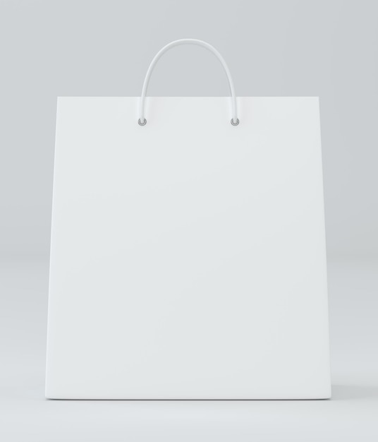 Papierowa torba na zakupy na tle białego studia. renderowania 3D.