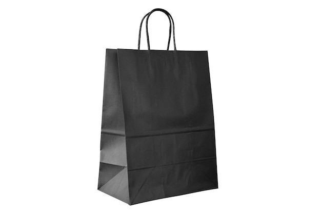 Papierowa torba nadająca się do recyklingu na zakupy prezentów i jedzenie na wynos makieta na czarnym tle Przyjazna dla środowiska niż jednorazowe plastikowe torby