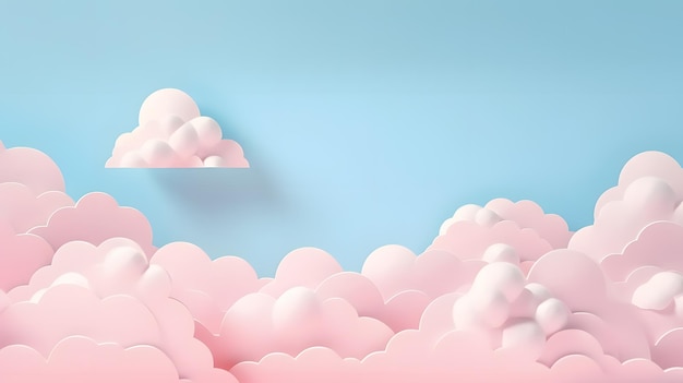 Papierowe chmury i na niebie nowoczesny papier 3D