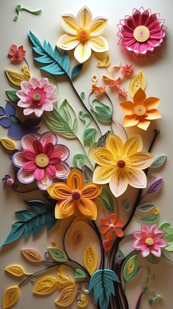 Papierowe kwiaty są wykonane ręcznie przy użyciu papierowych kwiatów.