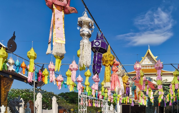 Papierowe Lampiony Na Festiwalu Yee-peng, Chiang Mai Tajlandia