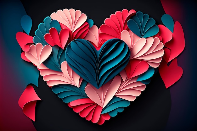 Papierowe serce Koncepcja miłości i walentynek Generative AI