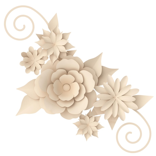 Papierowy kwiat ilustracja 3D