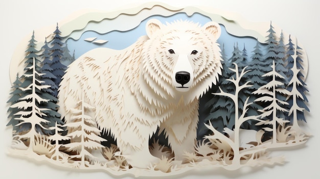 Papierowy niedźwiedź polarny Papiery rzemieślnicze Zwierzęta Styl graficzny rzemiosła wycięte z papieru