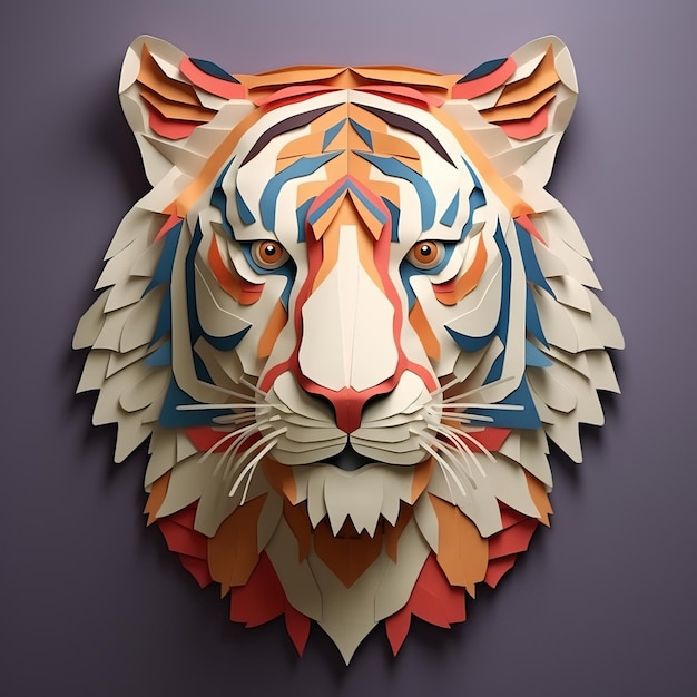 Papierowy portret tygrysa w stylu generatywnej sztucznej inteligencji