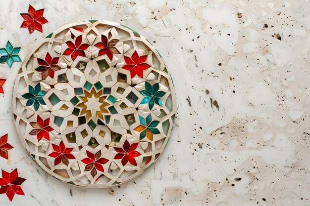 Papierowy styl islamski nowy rok tło z arabskim wzorem i gwiazdkami