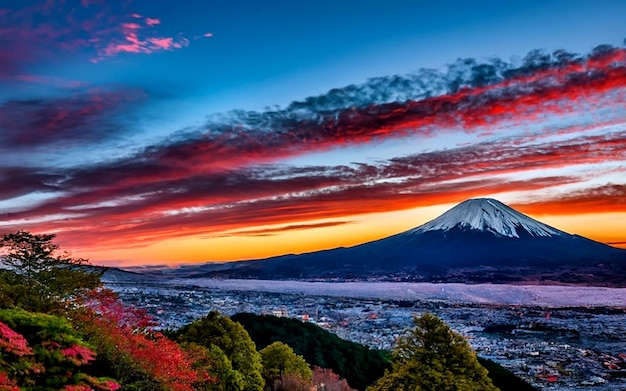 Papiery ścienne góry Fuji w nocy plakat fotograficzny 3d renderowanie malarstwo kinematograficzne AI_Generated