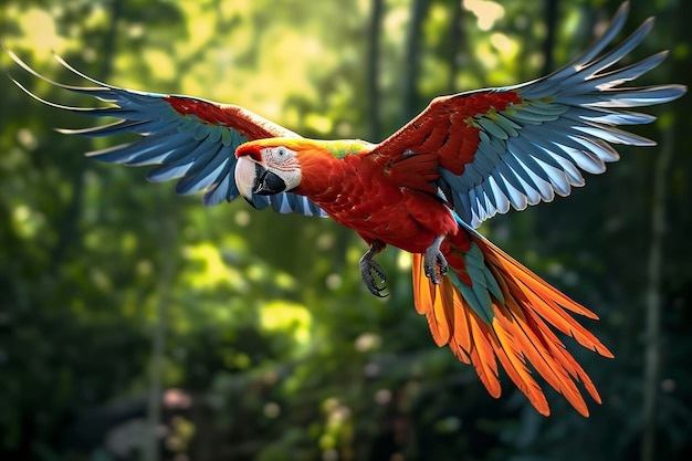 Papuga-ara w locie