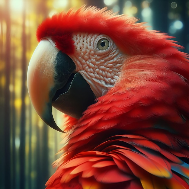 Papuga Scarlet Macaw w zielonym lesie tropikalnym AI generowane
