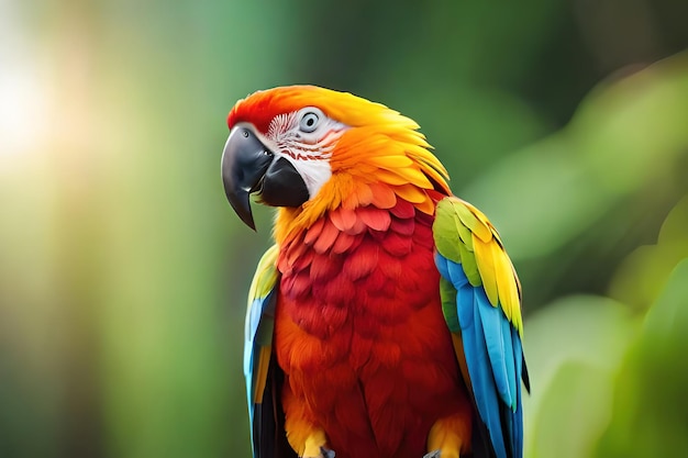 Papuga z zielonym tłem