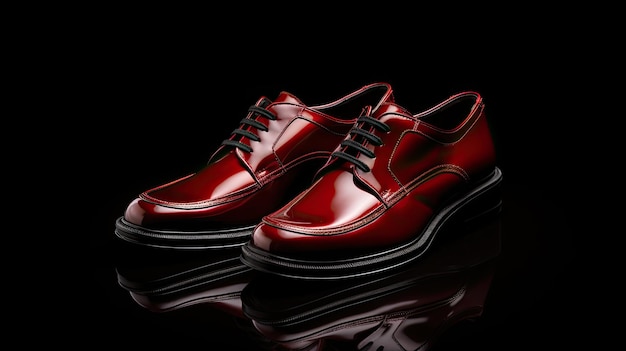 para czerwonych butów z czarno-białymi sznurowadłami.