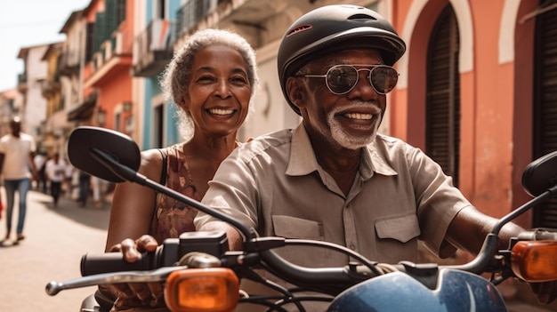 para emerytów na skuterze szczęśliwych seniorów na wakacjach Generative AI