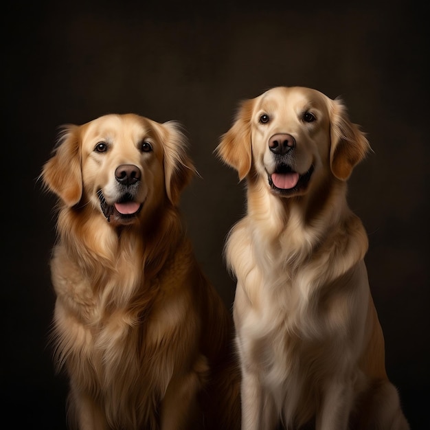 Para Golden Retrieverów AI generująca obraz