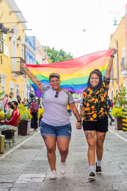 Para Lesbijek Z Flagą Lgbtq +.