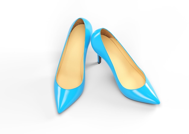Para niebieskich butów damskich na białym tle. Ilustracja renderowania 3D.