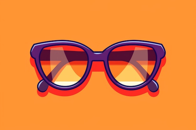 Para okularów przeciwsłonecznych z fioletową ramką na pomarańczowym tle.