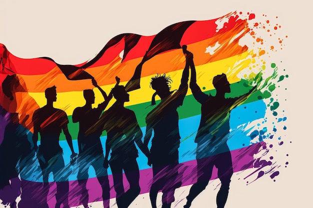 Zdjęcie parada gejów z tabliczkami rewolucji seksualnej lub świętami wolnej miłości