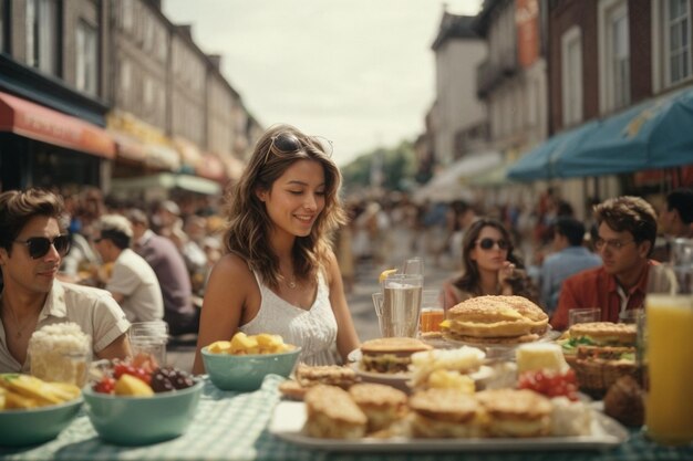 Zdjęcie parada piknikowa na chodniku