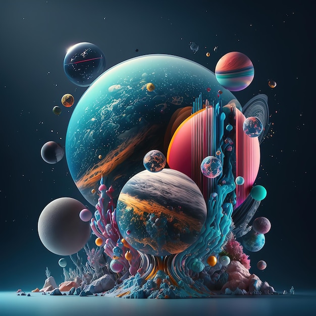 Parada planet w przestrzeni 3d ilustracji