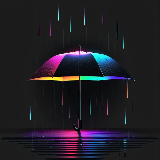 parasol w nocnym mieście 3D render illustration parasol w nocy w mieście 3D illustration render