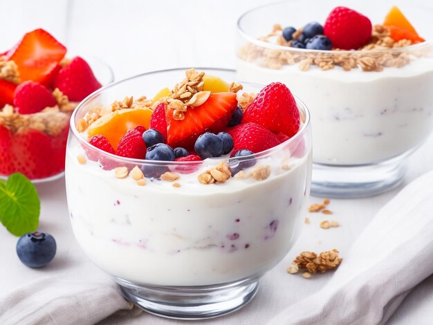 Parfait jogurtowy z owocami i granolą