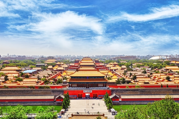Park Jingshan, Powyżej Panorama Zakazanego Miasta W Pekinie. Chiny