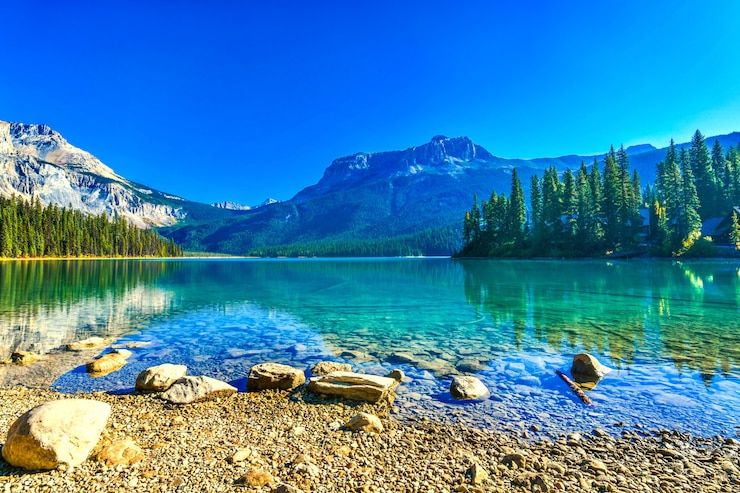 Zdjęcie park narodowy emerald lake yoho w kanadzie