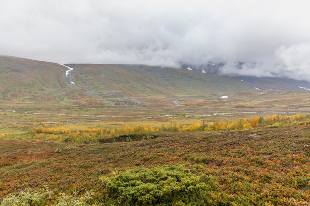 Park Narodowy Sarek w Laponii widok z góry, jesień, Szwecja