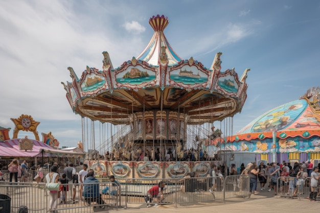 Park rozrywki Roller coasters karuzele i zaraźliwy śmiech w magicznej scenie generatywny IA