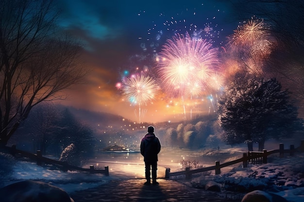 Party Holiday Background With Firework Illustration Ai Generativexa